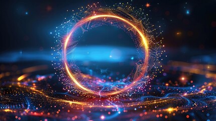 Creative abstract background with a glowing circle.