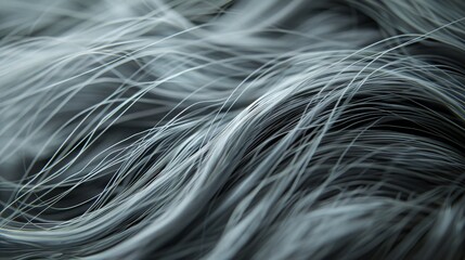 grey hair, showing the texture and natural flow of individual strands