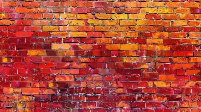 Brick wall texture in red and orange hues repeatable design