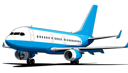 Fototapeta premium Blue and White Airplane on Runway