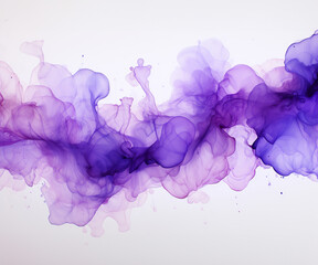 Fototapeta premium Elegant Purple Ink Swirl on White Background. Abstract Design of Vibrant Purple and Violet Ink Flowing on White Canvas.