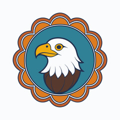 Unique Eagle Logo Design with Decorative Frame Vector Art Illustration