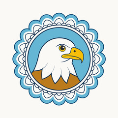 Unique Eagle Logo Design with Decorative Frame Vector Art Illustration