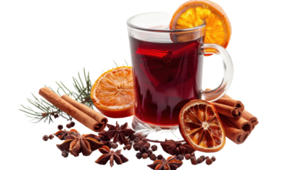 Mulled wine on transparent background 