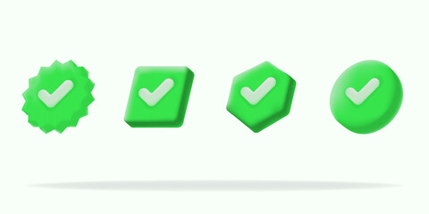set icon green check marks in various shapes, Perfect for indicating approval or completed tasks. Ideal for websites and digital content