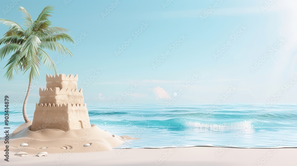 Poster Sandcastle on a Tropical Beach.