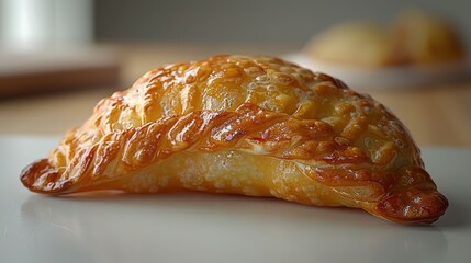 Detailed Close-up of a Delicious Polish Pierogi on White Background with Studio Lighting in Hyperrealistic Canon EOS K5 85mm Shot