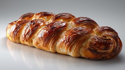 Deliciously Realistic Close-up of Swedish Kanelbulle on White Background