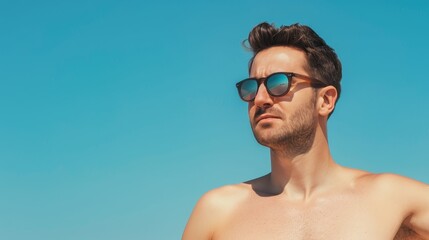 Man applying sunscreen on his shoulders, selfcare,