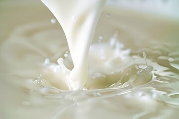 A close up of a splash of milk being poured into a bowl