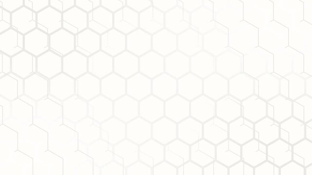 Minimalist white hexagonal pattern looping animation background.