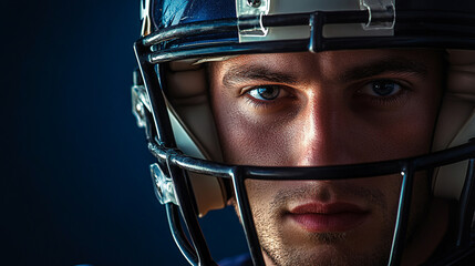 Portrait of a male football player with helmet