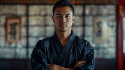 Portrait of a martial artist in uniform