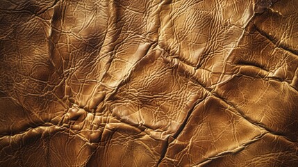Close up of authentic leather texture with wrinkles and cracks beige brown color pattern background with space for text