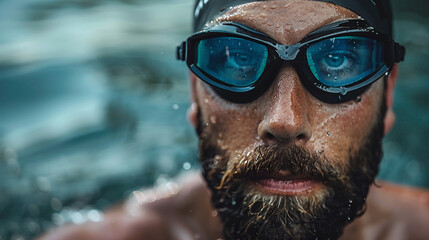 Fototapeta premium Triathlete with a determined look
