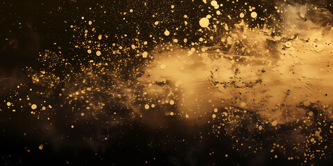 Fototapeta premium background：yellow grainy digital painting of a space explosion against a black background with high contrast and a grunge texture with grainy noise