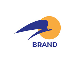 Bird with sun background icon logo design illustration