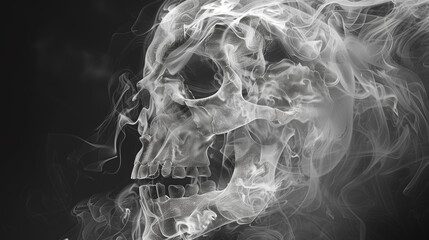 Smoky Skull Silhouette on Black Background