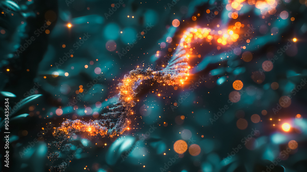 Aufkleber high-quality 3d render of a gene editing tool working on a dna strand, emphasizing the precision and
