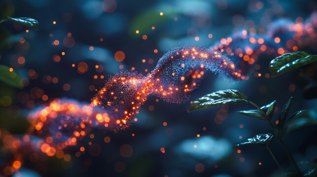 Detailed 3D visualization of a gene editing tool precisely targeting a DNA strand, showcasing cutting-edge biotechnology.