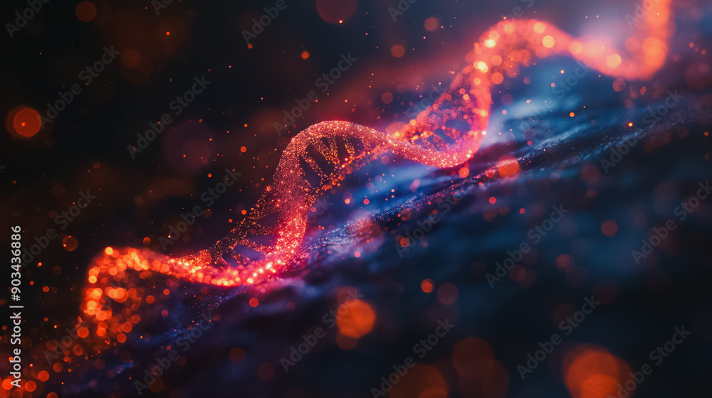 Poster abstract background with a prominent dna structure, emphasizing genetic science and advancements in 