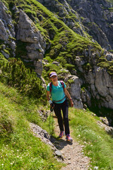 Woman with backpack hiking