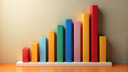 Vibrant bar chart rising from a neutral background, with bold colors and clean lines, creates a striking visual representation of data in a modern minimalist setting.