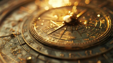 Close-up of a Gold-Plated Antique Astrolabe