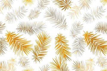 Naklejka premium A pattern with a cartoonistic illustration of a white and gold leaves white background. Thick cartoon