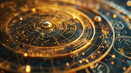 Ornate Gold and Black Circular Device with Glowing Lights