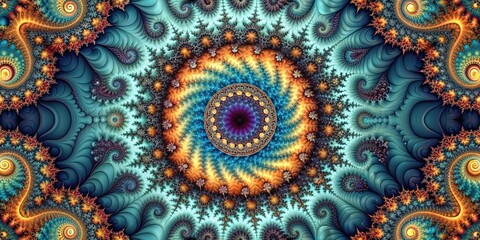 Intricate abstract fractal pattern design, fractal, abstract, digital, background, geometric, vibrant, colorful, art