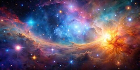 Obraz premium A mesmerizing image of a colorful nebula in deep space surrounded by twinkling stars, stars, nebula, space, astronomy, galaxy