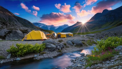 camping in the mountains