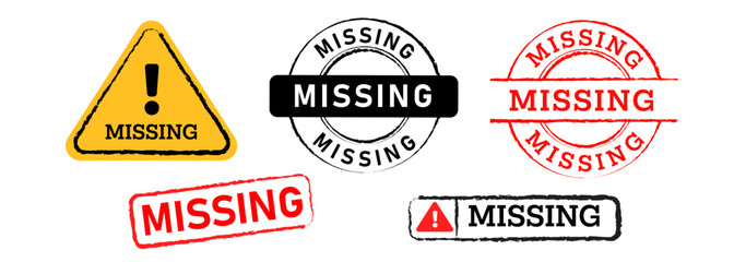 missing lost disappear stamp collection watermark icon label warning sign tag label emblem mark