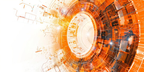 Obraz premium Cyber security testing, banner, illustrated, orange, cinematic