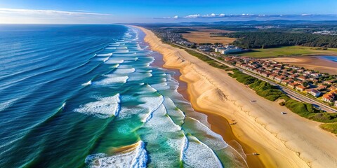 Aerial view of Hossegor/ Seignosse beach in France, aerial view, Hossegor, Seignosse, beach, coastline