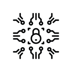 Fototapeta premium Black line icon for cyber security
