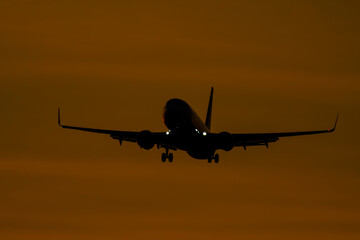 airplane at sunset