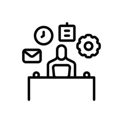 Black line icon for multitasking