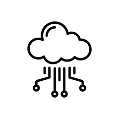 Black line icon for cloud computing