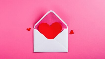 a white envelope with a red heart in it