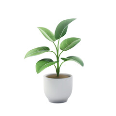 3D Plant icon, on isolated transparent background