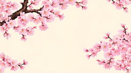 Fototapeta premium Beautiful Pink Cherry Blossom Illustration with Light Background - Ideal for Spring and Japanese Themed Designs