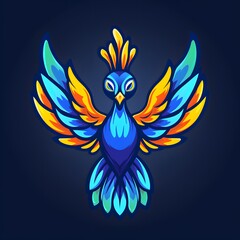 Fototapeta premium Colorful phoenix mascot with spread wings
