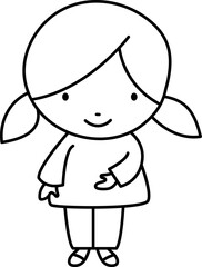 Cute Back to School Girl in Simple Flat Vector Style