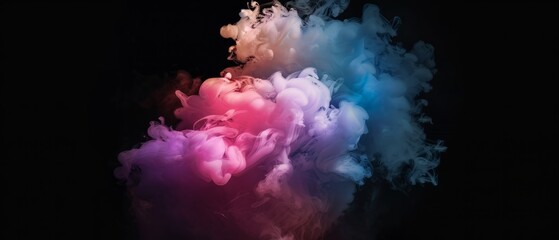 Fototapeta premium Negative color, overlay of drifting smoke, on black background, Generative AI