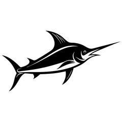 Silhouette marlin fish logo vector illustration template
