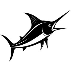 Silhouette marlin fish logo vector illustration template