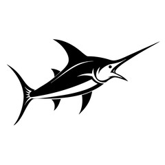 Silhouette marlin fish logo vector illustration template