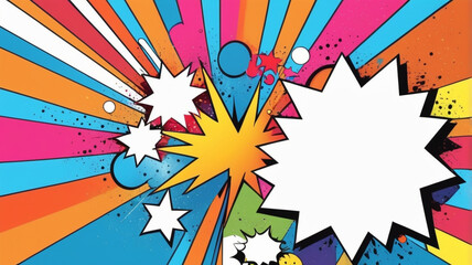 Fototapeta premium Colorful pop art background with white copy space